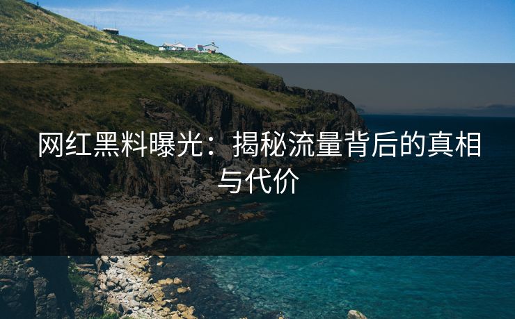 网红黑料曝光：揭秘流量背后的真相与代价