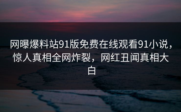 网曝爆料站91版免费在线观看91小说，惊人真相全网炸裂，网红丑闻真相大白