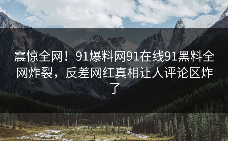 震惊全网！91爆料网91在线91黑料全网炸裂，反差网红真相让人评论区炸了