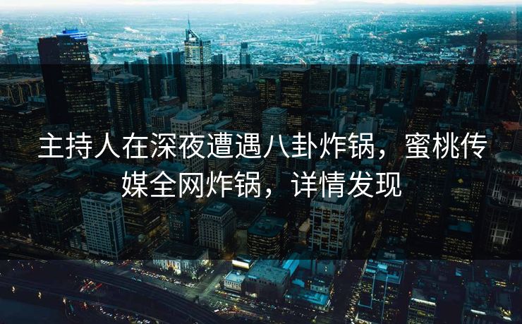 主持人在深夜遭遇八卦炸锅，蜜桃传媒全网炸锅，详情发现